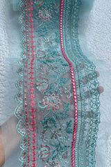 Blue 29 inches long Border (Foil and Chikankari)