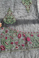 Sapphire Charcoal Grey Guff Embroidery Set