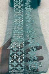 Maria B. Ferozi Blue Border with Foil work | Brands360