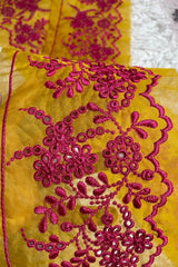 Pink and Mustard Embroidery Pair