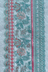 Blue 29 inches long Border (Foil and Chikankari)