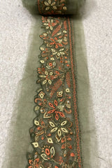 MaryumNMaria Mehendi Color with Multi Chikankari Yard Border