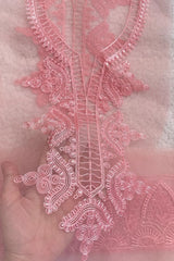 Sapphire Pink Neckline + Yard thin border + 32 inches thin Border