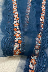 Baroque Navy Blue & Floral Chickenkari Yard border