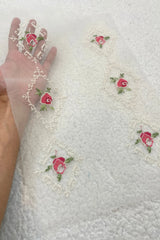 Crossstitch Pair of 3,3Diagonal Pink White