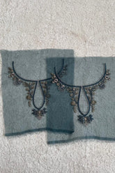 Nude Blue Color Neckline