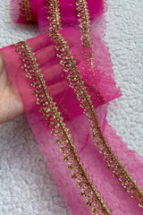 Shocking Pink pair of Yard line with Bronze Work