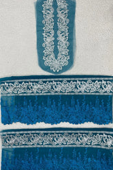M&M Blue and White Borders Set (Neckline + Front + Back )
