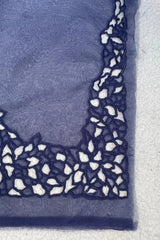 Blue Cutwork Pallu