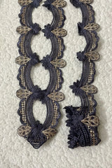 Baroque Cutwork Charcoal Grey Yard Border