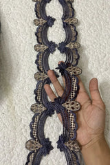 Baroque Cutwork Charcoal Grey Yard Border