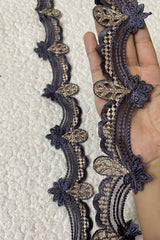 Baroque Cutwork Charcoal Grey Yard Border