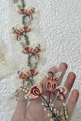 Bow Style Complete Organza Embroidered Patch Set 1 Yard border