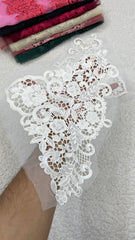 Laserwork Dyeable Pair of Dupatta Corners
