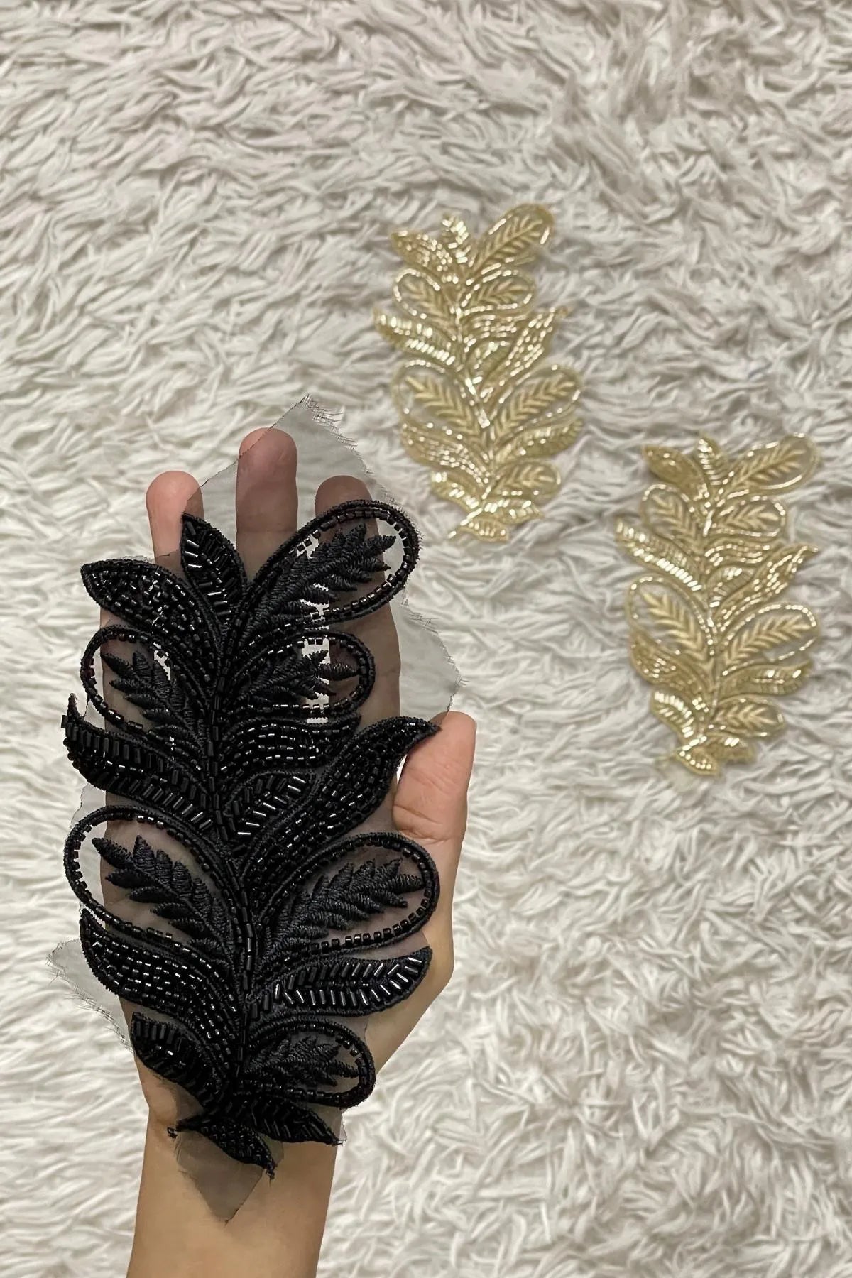 Black Cutdana Motif