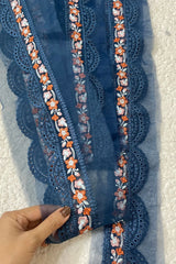 Baroque Navy Blue & Floral Chickenkari Yard border