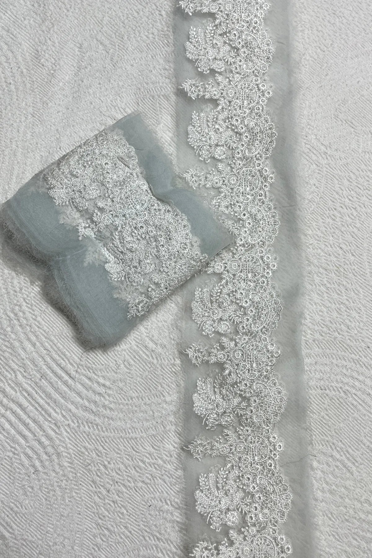 White Embroidery on Blue base Yard border