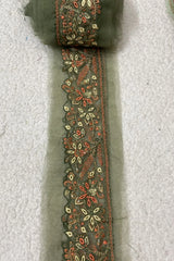 MaryumNMaria Mehendi Color with Multi Chikankari Yard Border