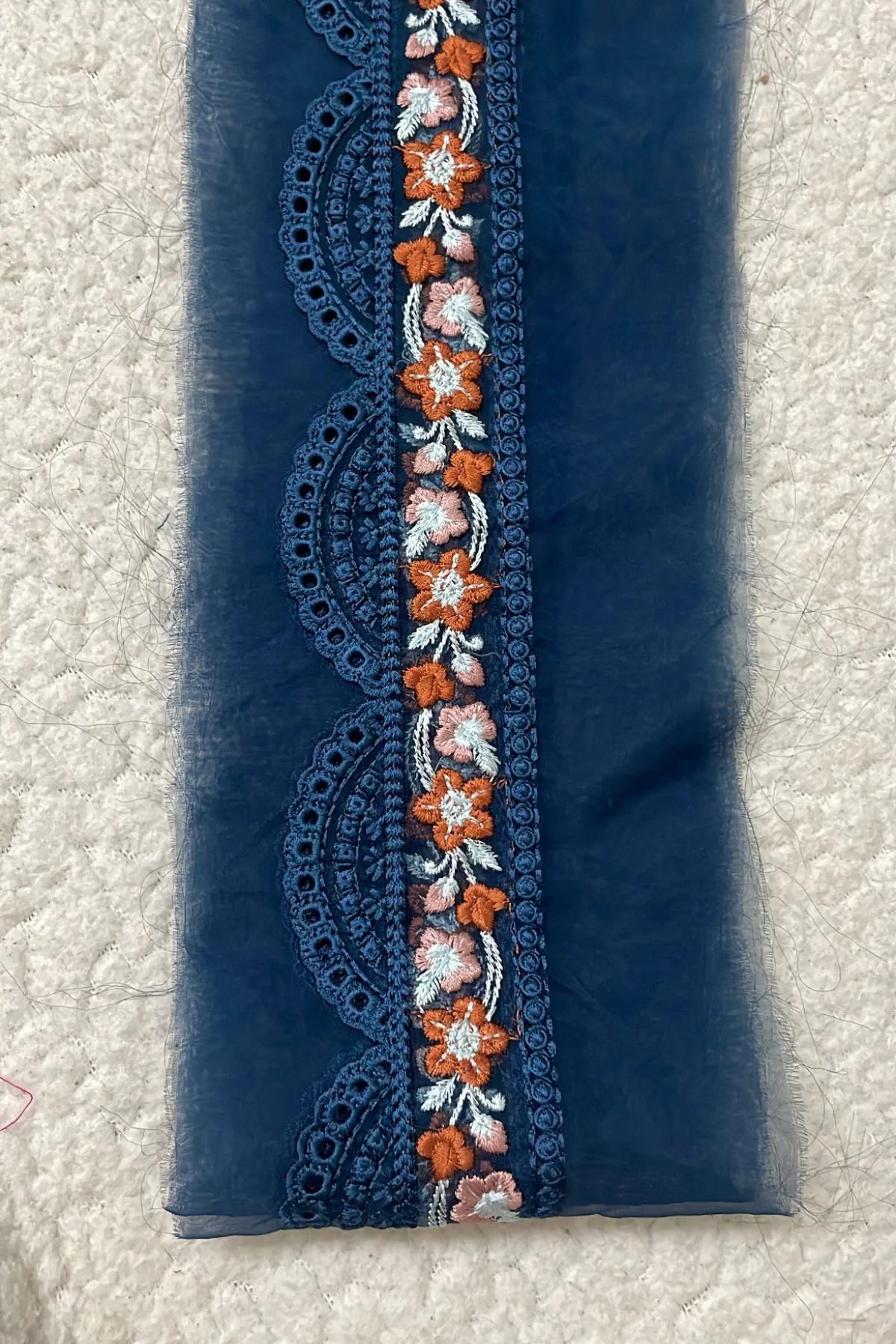 Baroque Navy Blue & Floral Chickenkari Yard border