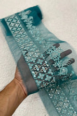 Maria B. Ferozi Blue Border with Foil work | Brands360