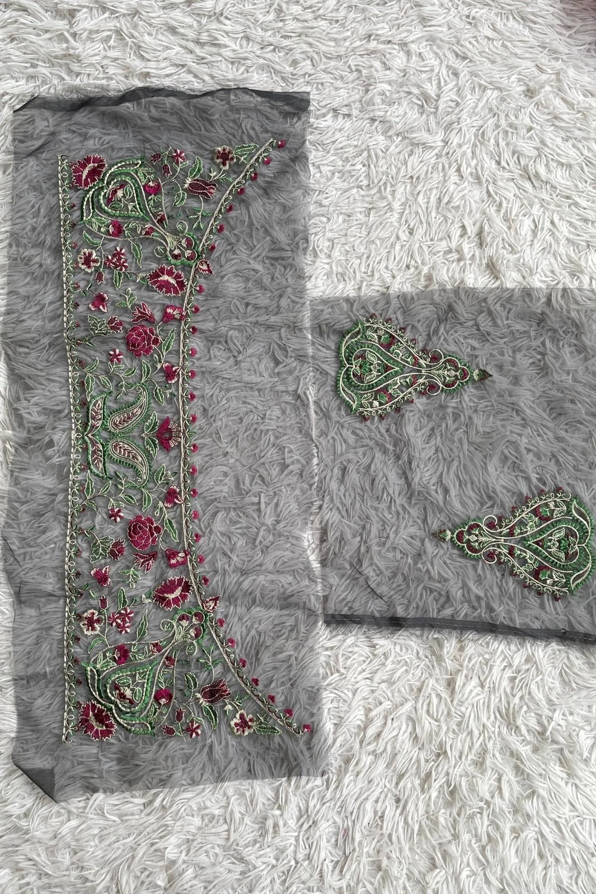 Sapphire Charcoal Grey Guff Embroidery Set