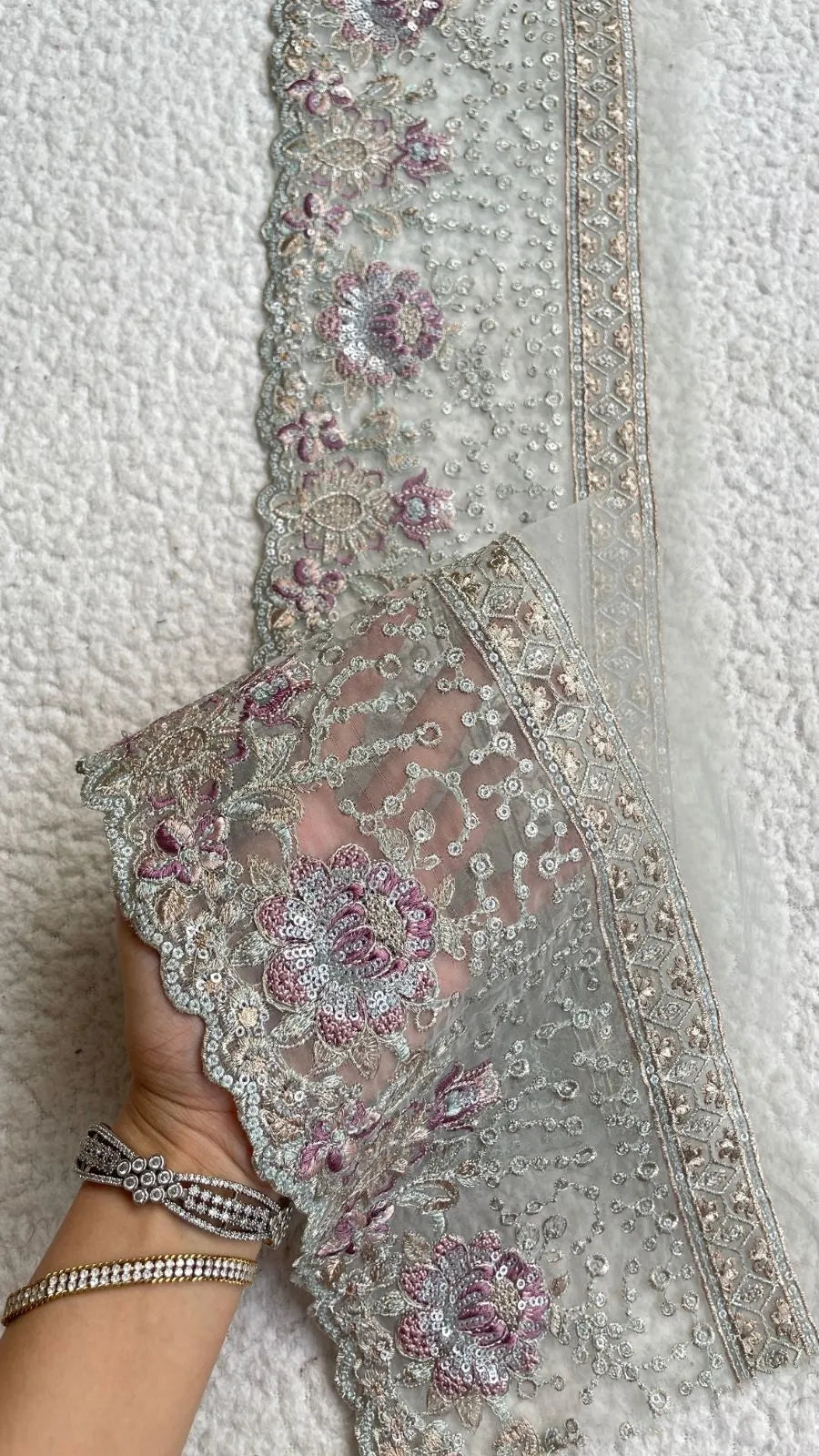 ETHNC 30 Inches Ice Green and Purple Wide Luxe Border