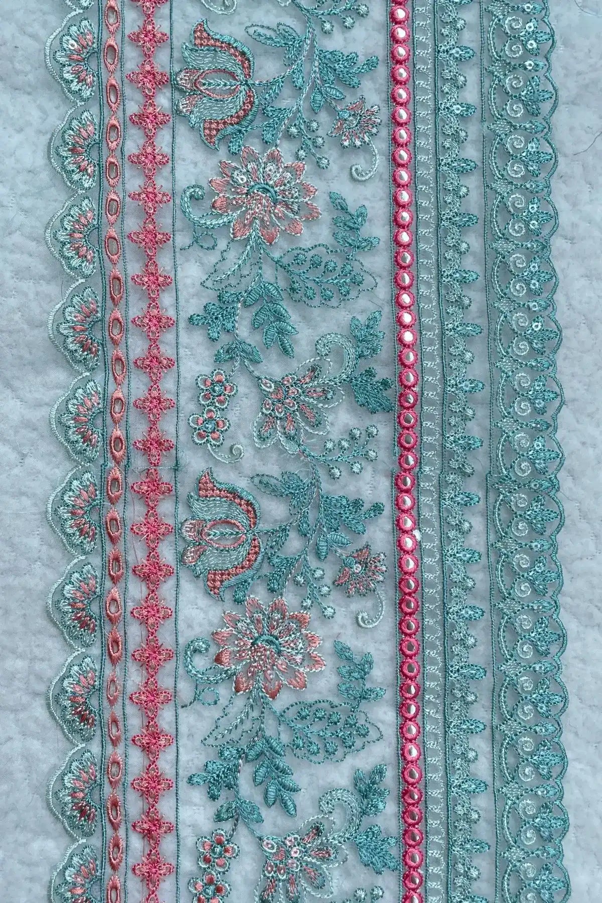Blue 29 inches long Border (Foil and Chikankari)