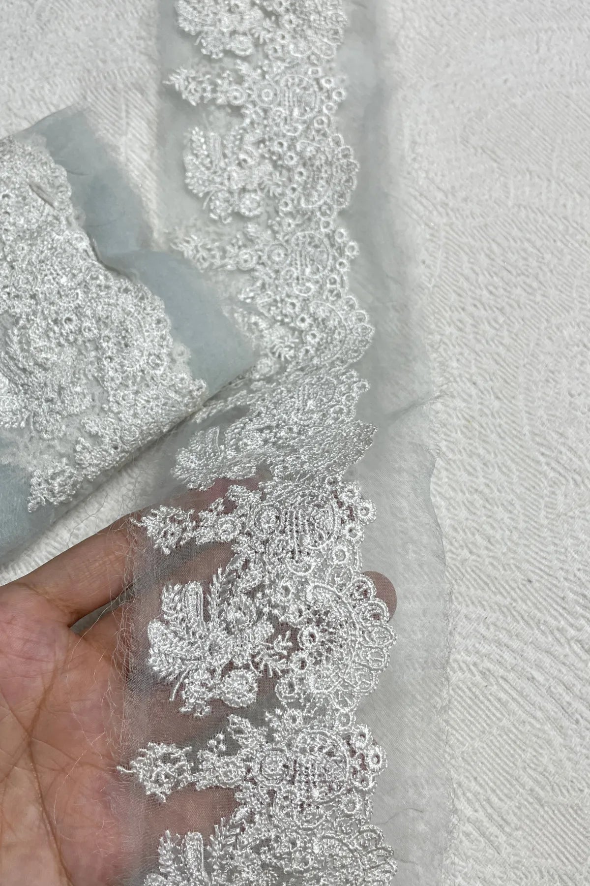 White Embroidery on Blue base Yard border