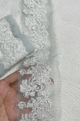 White Embroidery on Blue base Yard border