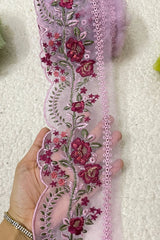 Mushq Lavender Floral Chikankari 35” Border