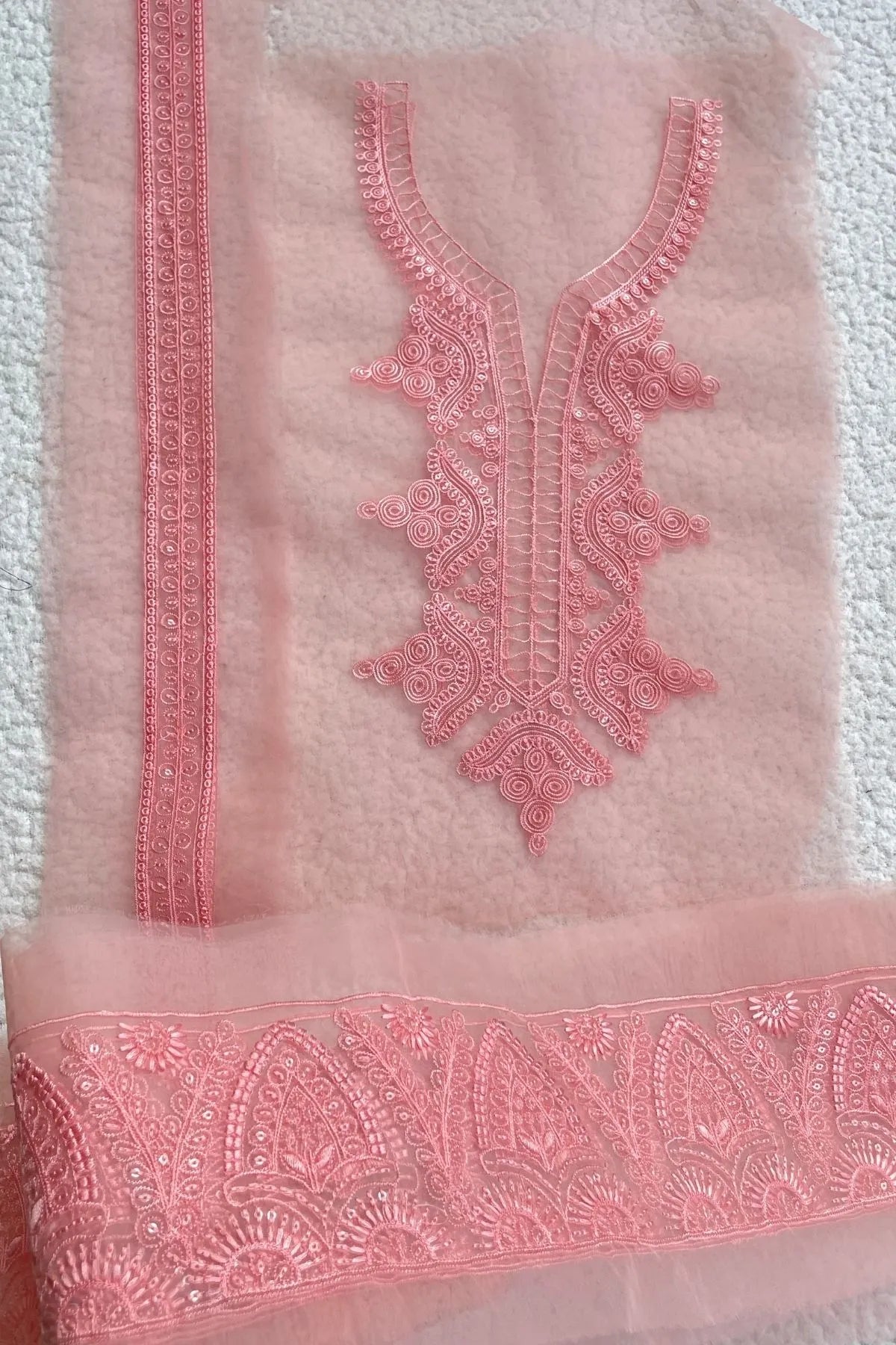 Sapphire Pink Neckline + Yard thin border + 32 inches thin Border