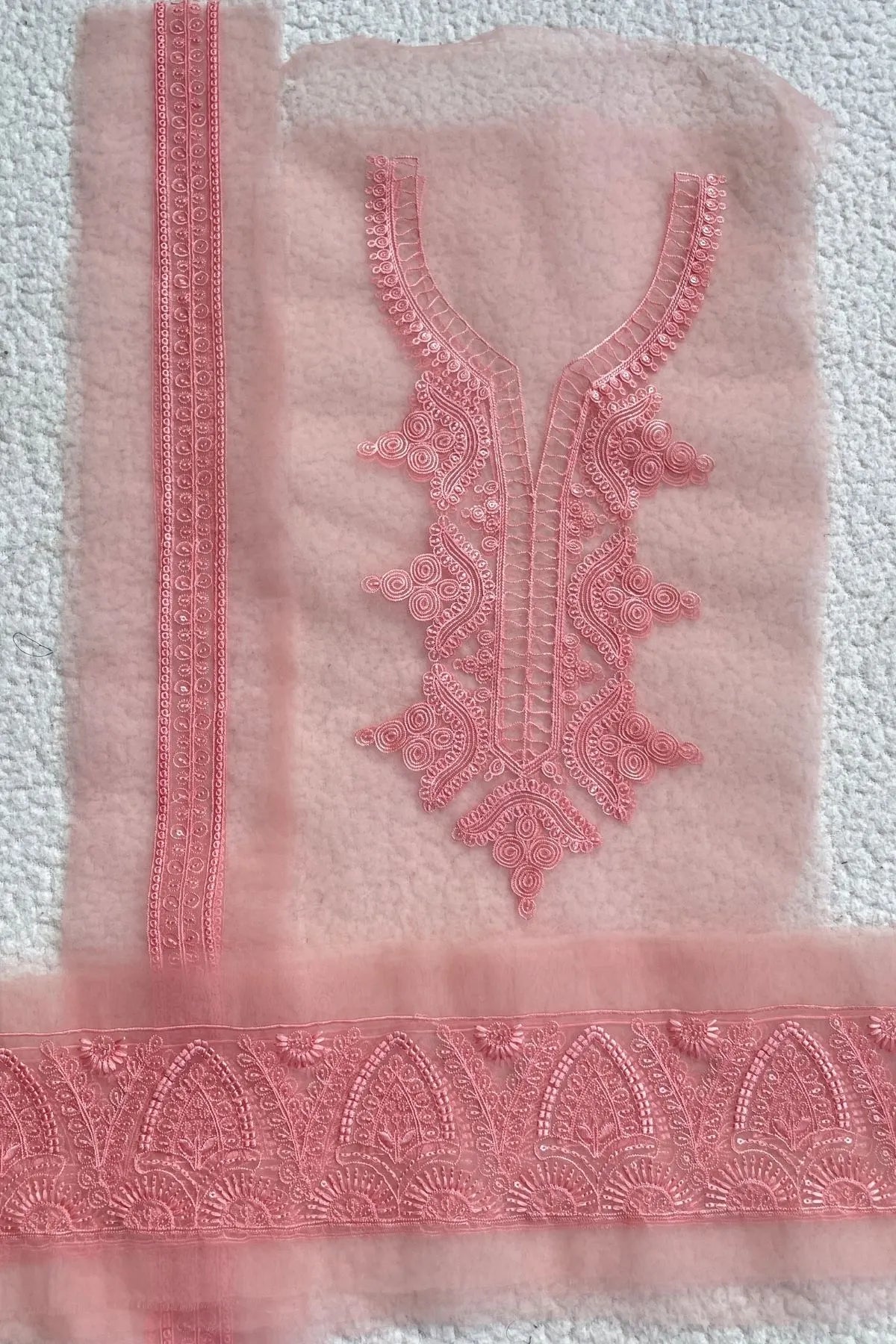 Sapphire Pink Neckline + Yard thin border + 32 inches thin Border