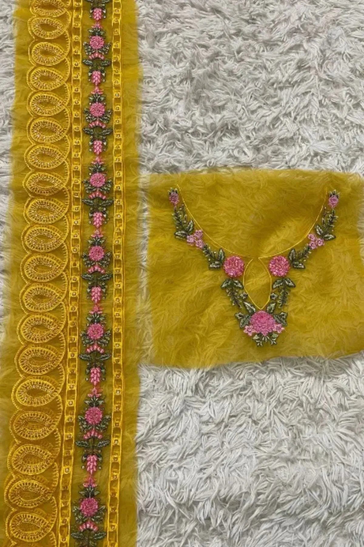 Maria B. Mustard Neckline + 38 inches
