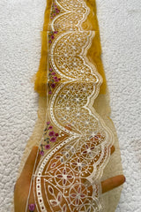 MariaB. Yellow Yard Chikankari Floral Hemline
