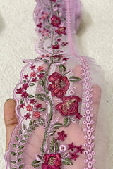 Mushq Lavender Floral Chikankari 35” Border