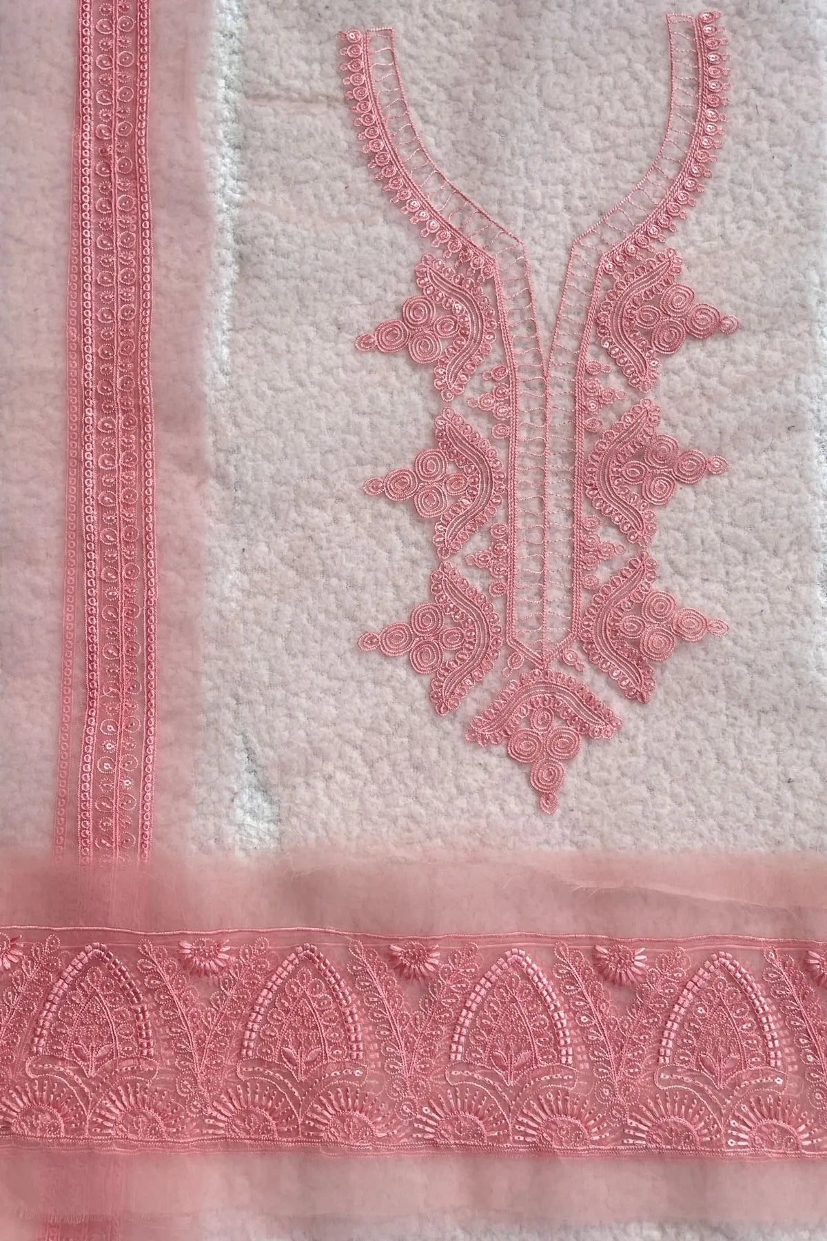 Sapphire Pink Neckline + Yard thin border + 32 inches thin Border