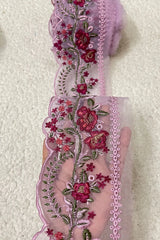 Mushq Lavender Floral Chikankari 35” Border