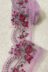 Mushq Lavender Floral Chikankari 35” Border