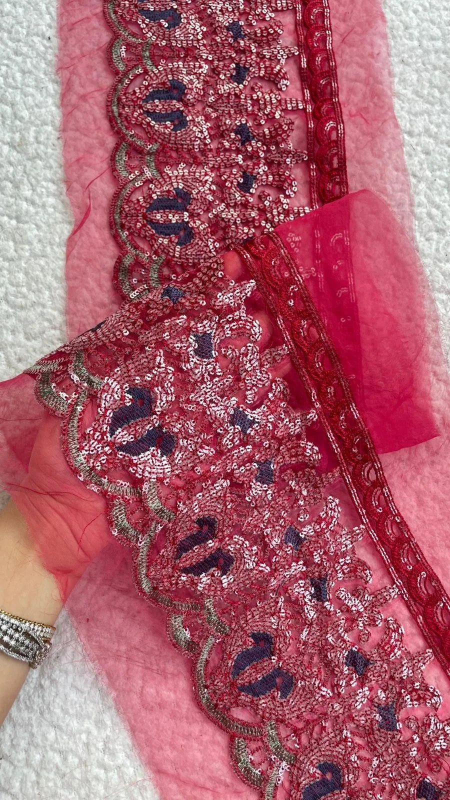 Maria B. Shocking Pink Wide Luxe Border (Yard)