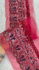 Maria B. Shocking Pink Wide Luxe Border (Yard)