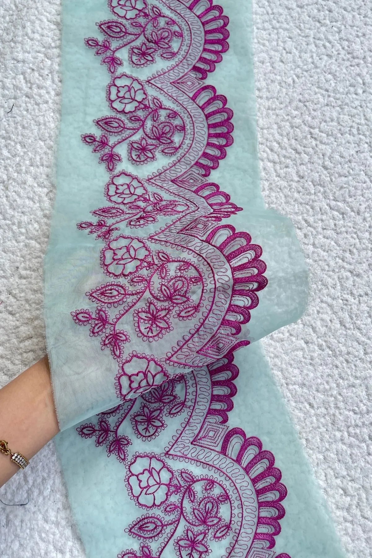 Sapphire Yard border purple embroidery