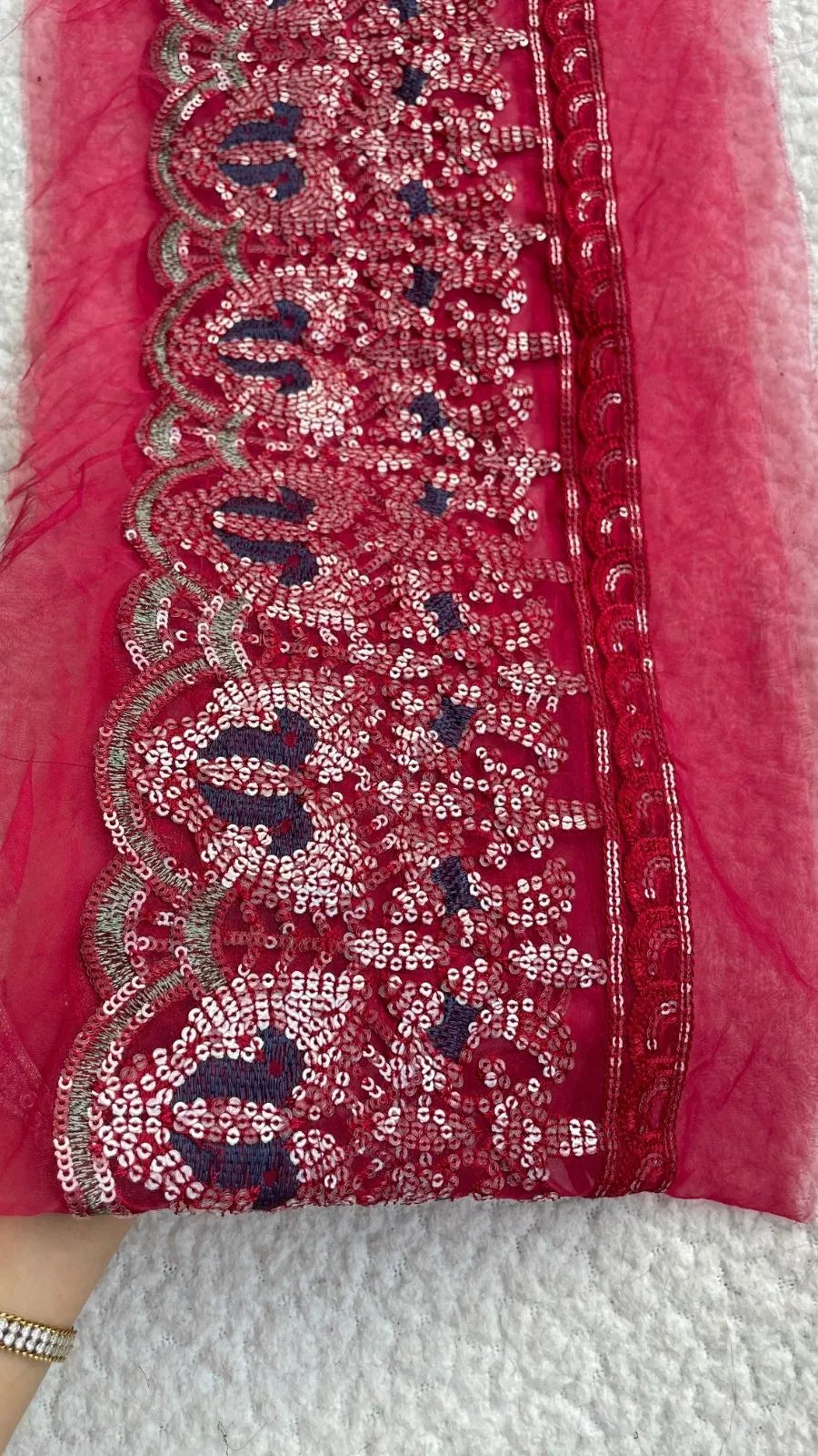Maria B. Shocking Pink Wide Luxe Border (Yard)