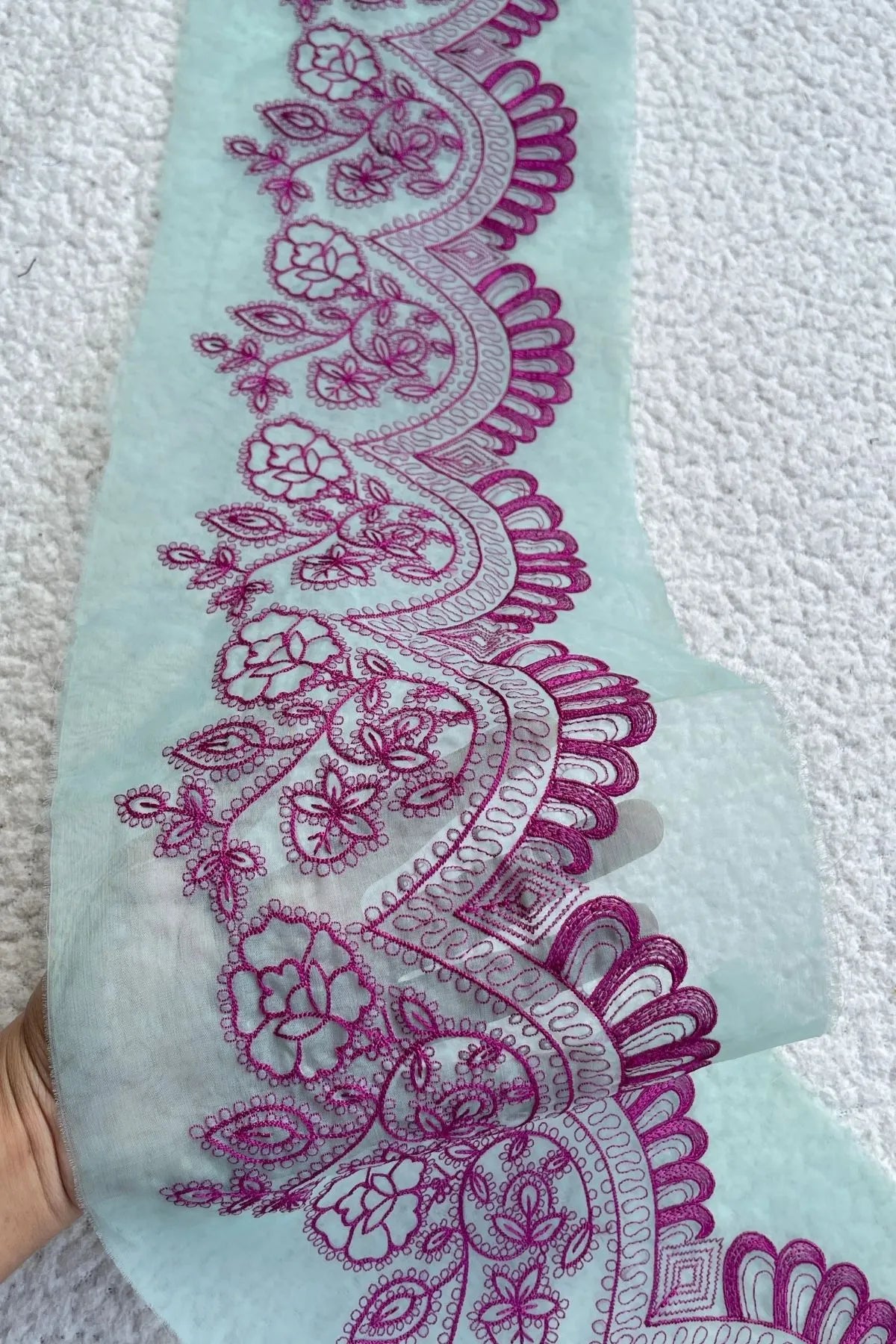 Sapphire Yard border purple embroidery