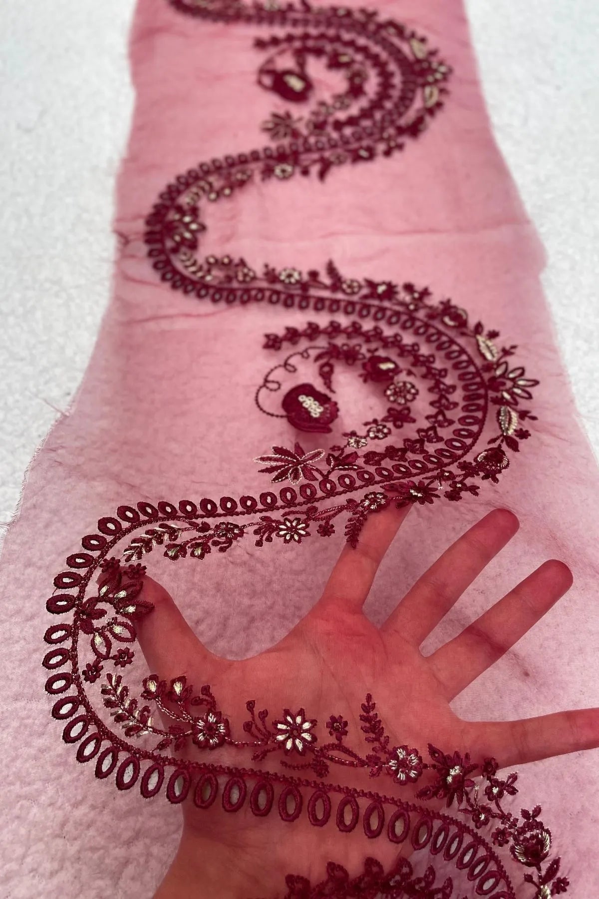 Maria B. Maroon Wide Border