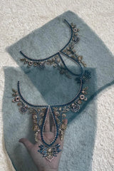 Nude Blue Color Neckline