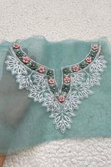 3D Handwork Floral Neckline Ice Blue