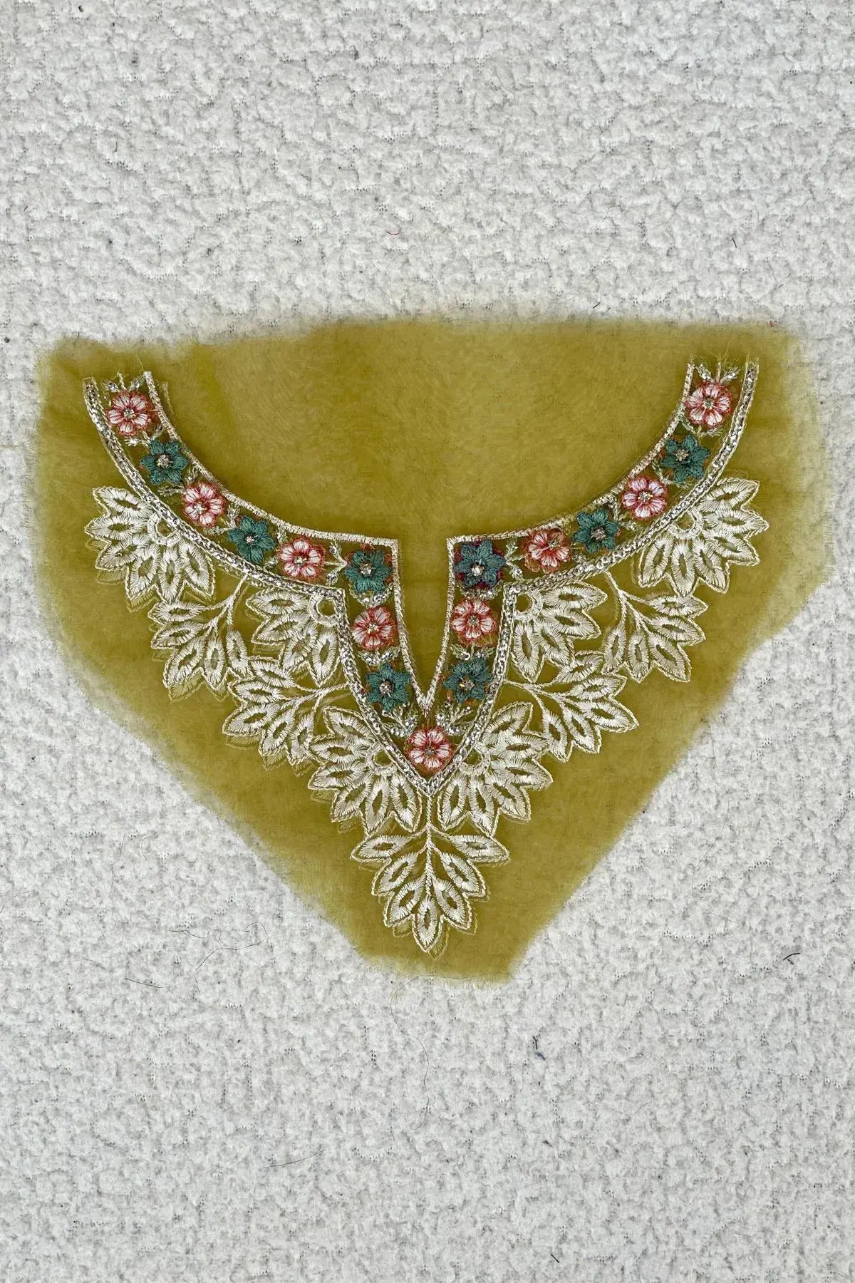 3D Handwork Floral Neckline Yellow