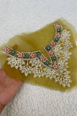 3D Handwork Floral Neckline Yellow
