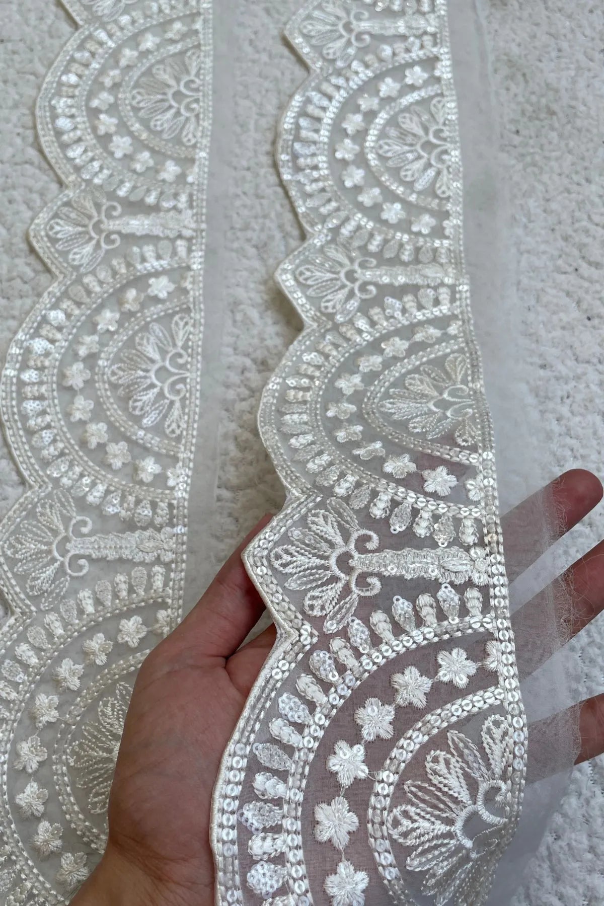 Ethnc luxe white Pair of Sleeves Border