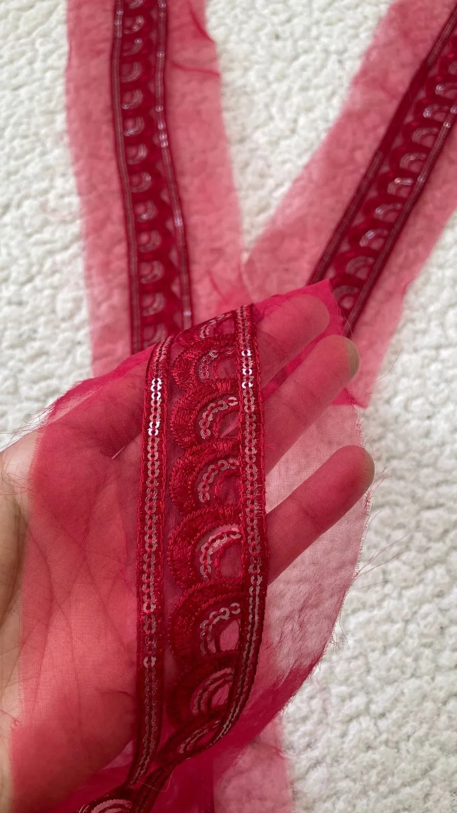 Dark Pink sequin border 34 Inches